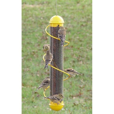 Songbird Essentials 17 Inch Yellow Spiral Finch Tube Feeder SEBQSBF2Y